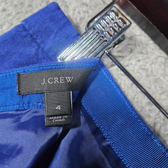 Vintage J Crew Blue A-Line Skirt Back Vent Pockets Knee-Length Zipper - Picture 11 of 15